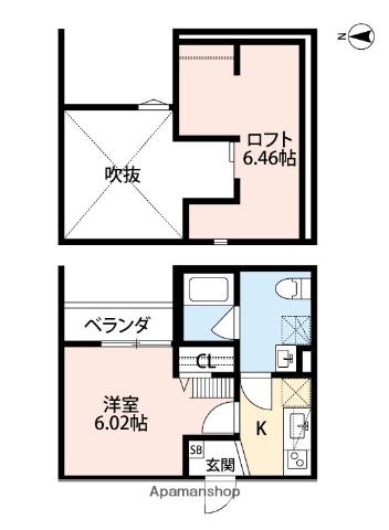 TA小路東2丁目Ⅵ B棟(1K/1階)の間取り写真