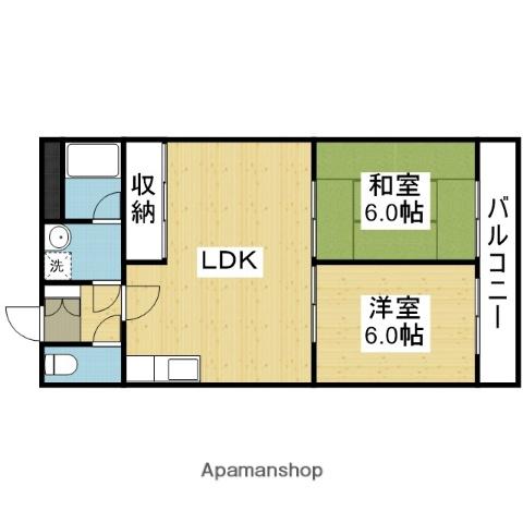 加美東グリーンハイツ(2LDK/6階)の間取り写真