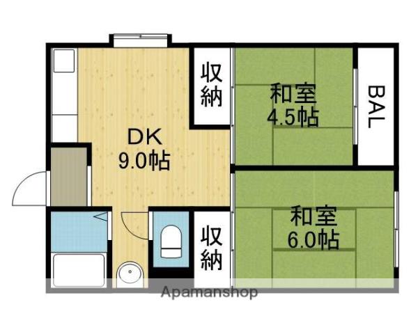 啓伸ハイツ(2DK/2階)の間取り写真