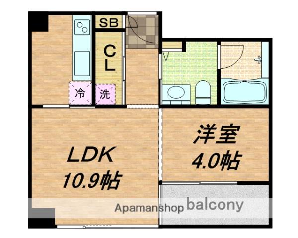 クリスタルブライト本町東(1LDK/11階)の間取り写真