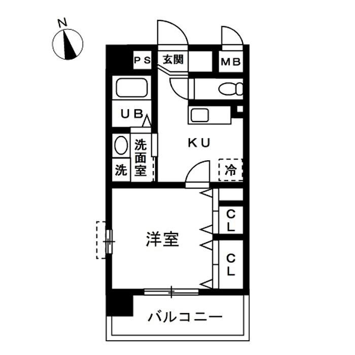 ピアチェーレ文の里(1K/3階)の間取り写真