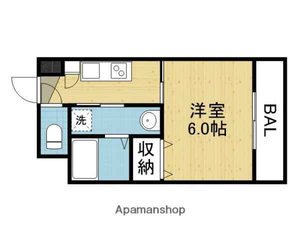 PARKHILLS天王寺東RUM(1K/3階)の間取り写真