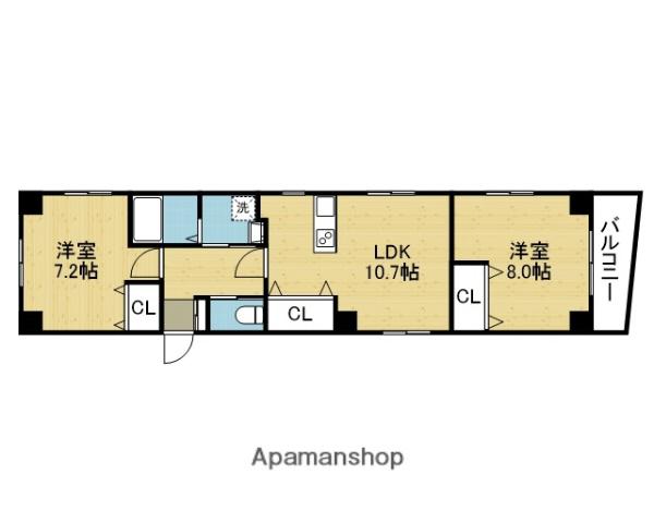 URBANE真田山(2LDK/3階)の間取り写真