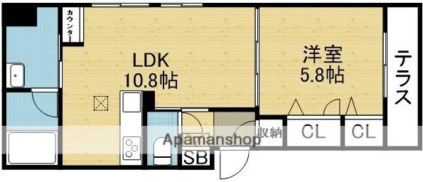 CURIAS(1LDK/1階)の間取り写真