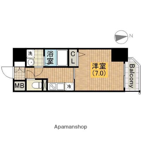 ワールドアイ天王寺ミラージュ(1K/2階)の間取り写真