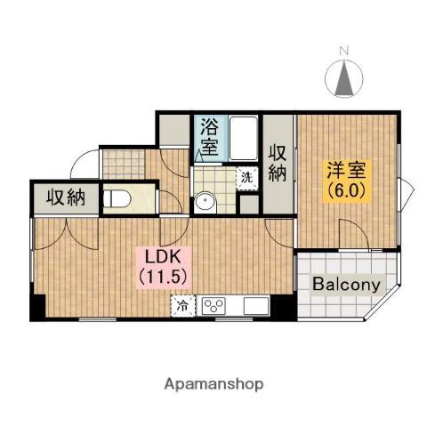 パシフィック上本町(1LDK/3階)の間取り写真