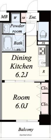 VERT SOLEIL真田山(1DK/7階)の間取り写真