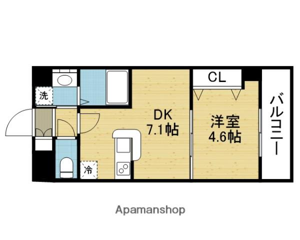 マーベラスコート 巽東(1DK/6階)の間取り写真