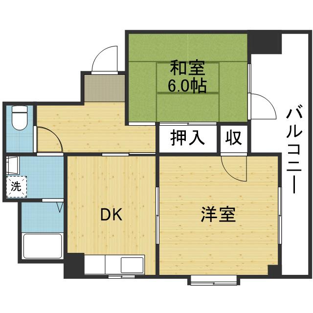 ピュアハイツ天王寺(2DK/4階)の間取り写真