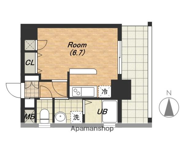 ハロ上町(ワンルーム/2階)の間取り写真