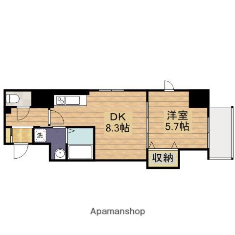 フクダ不動産上本町マンション(1DK/4階)の間取り写真