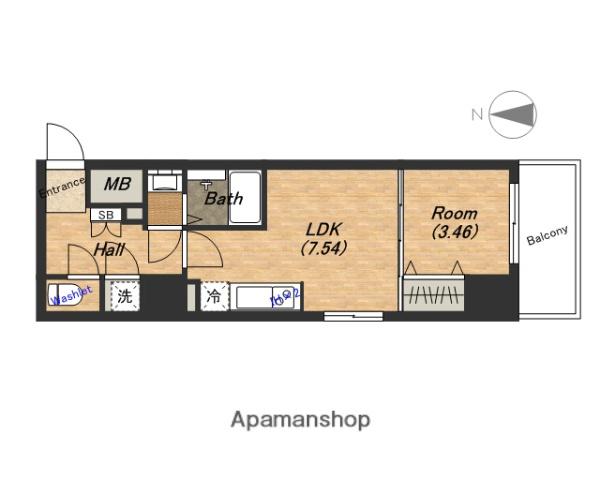 大阪プレステージアコモデーション(1DK/7階)の間取り写真