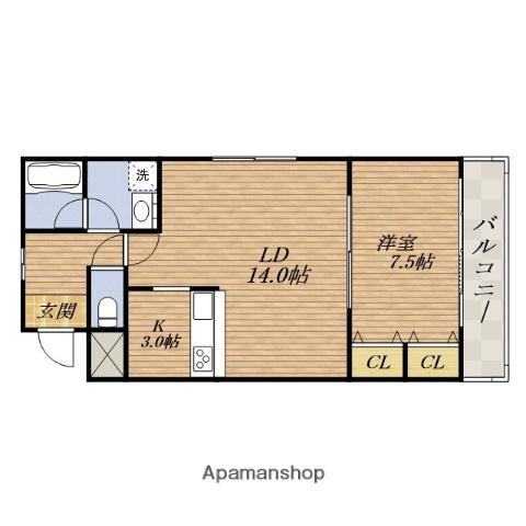 パレスコート伶人(1LDK/5階)の間取り写真