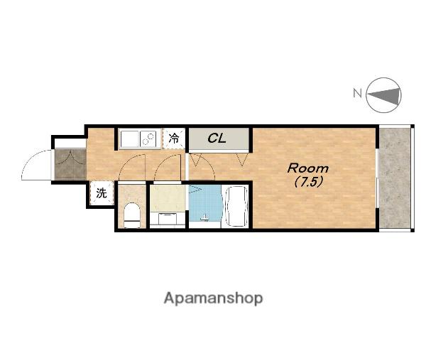 エスリード谷町四丁目(1K/14階)の間取り写真