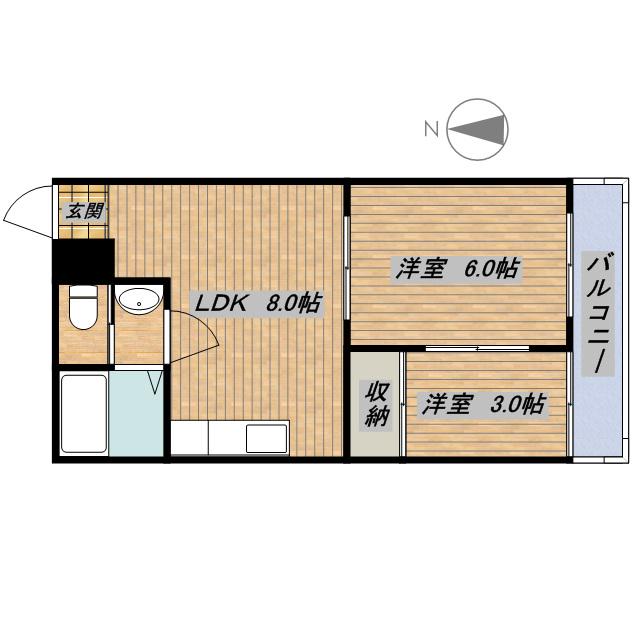 五條コーポ(2DK/5階)の間取り写真