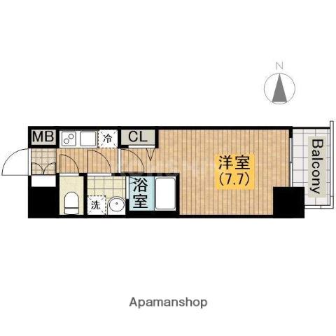 エスライズ天王寺イースト(1K/2階)の間取り写真