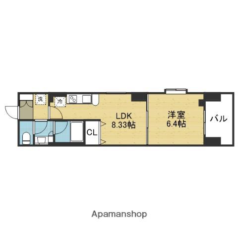 コンソラーレ上町台Ⅱ(1LDK/8階)の間取り写真