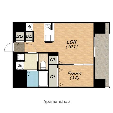 ミラージュパレス難波東レジデンス(1LDK/4階)の間取り写真