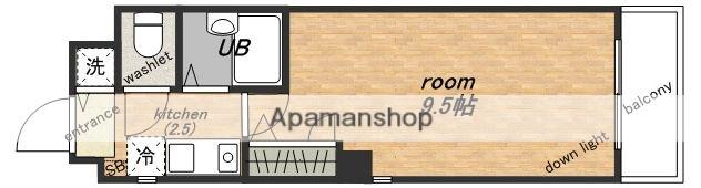 YSパレス夕陽丘(1K/2階)の間取り写真