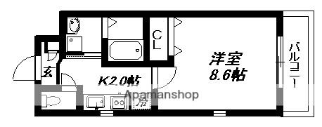 マメゾン南大江(1K/3階)の間取り写真