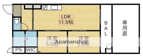 上之宮台ハイツ(2LDK/1階)の間取り写真