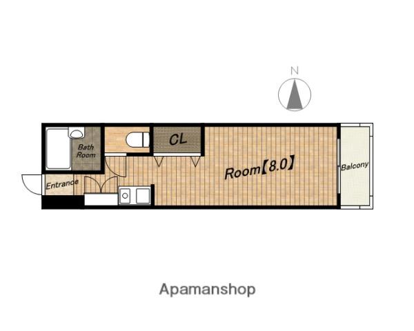 エムプリス上町(1K/2階)の間取り写真