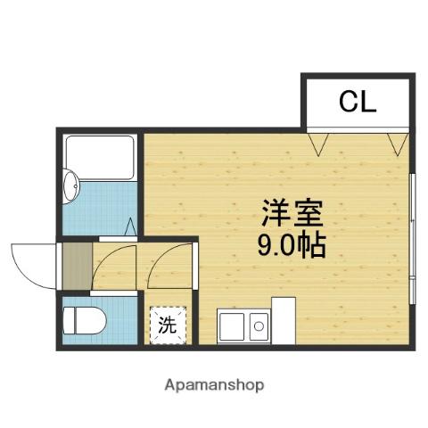 五條ハイツ(ワンルーム/3階)の間取り写真