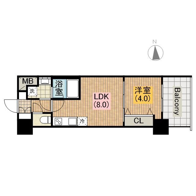 アーバネックス真田山(1LDK/12階)の間取り写真