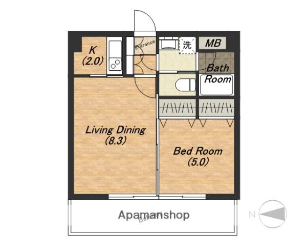 ドゥーエ谷町(1LDK/14階)の間取り写真