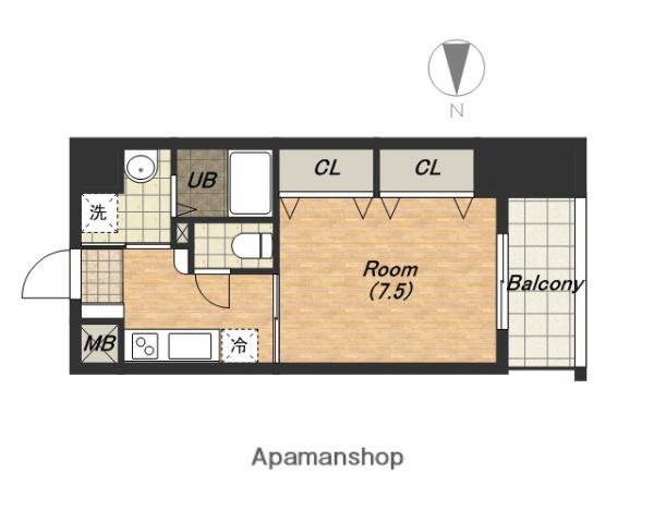 PARK HILLS 上本町壱番館(1K/10階)の間取り写真