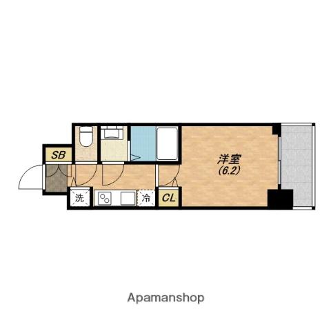プレサンス玉造駅前ルージュ(1K/2階)の間取り写真