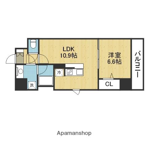 パークフラッツ安堂寺町(1LDK/5階)の間取り写真