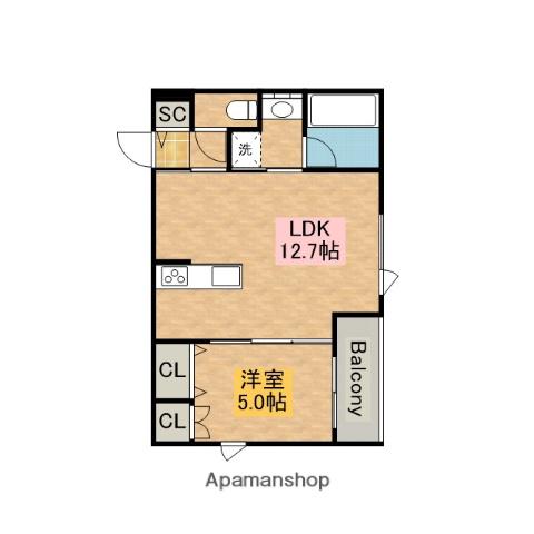 メゾン夕陽丘ノースコート(1LDK/1階)の間取り写真