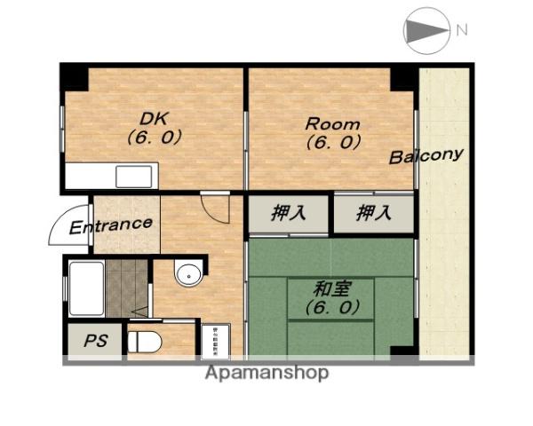 ヌーベルハイツ(2DK/6階)の間取り写真