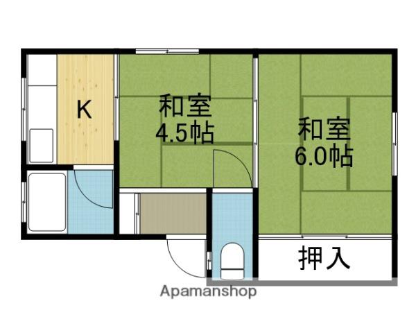 グリーンハイツ(2K/2階)の間取り写真