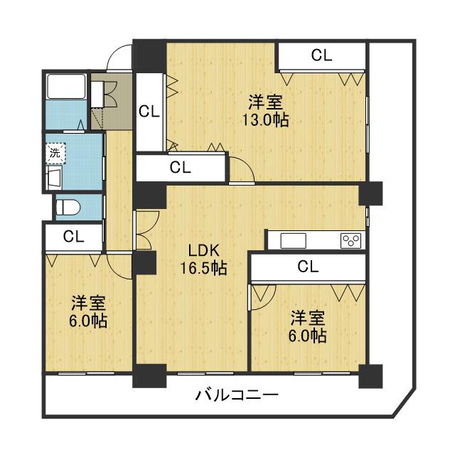 うえほんまちハイハイタウン(3LDK/15階)の間取り写真