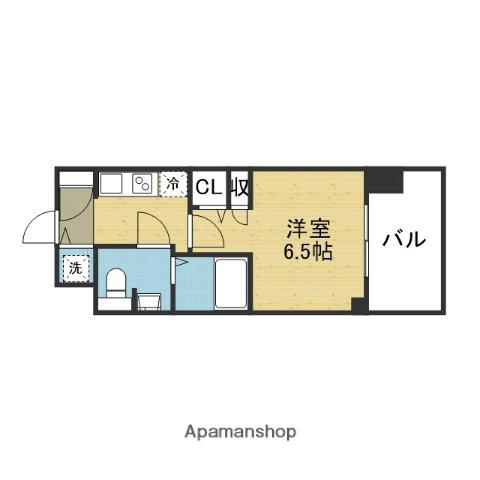 スワンズ谷町セントシティ(1K/6階)の間取り写真