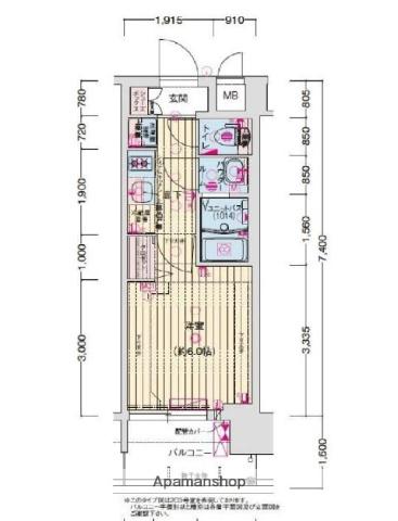 プレサンスOSAKA東成中本ハーヴィル(1K/7階)の間取り写真