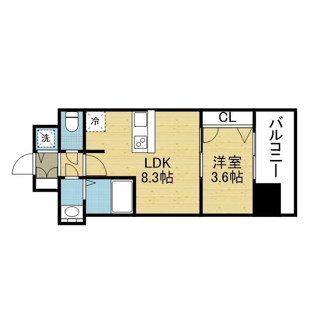 スワンズシティ大阪エスクレア(1LDK/13階)の間取り写真