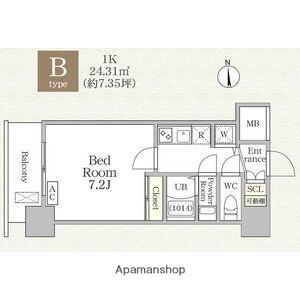 アドバンス大阪城ベレッツァ(1K/14階)の間取り写真