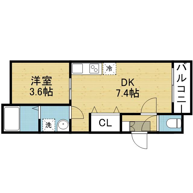 ハーモニーテラス中川東(1DK/3階)の間取り写真