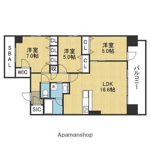 スプランディッド本町グラン(3LDK/19階)の間取り写真