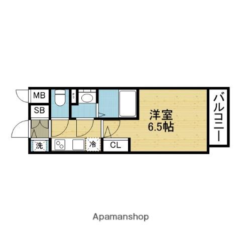 エスリード ザ・イーストレジデンス大阪城(1K/9階)の間取り写真