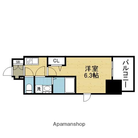 フォーリアライズ大阪ミッテ(1K/12階)の間取り写真