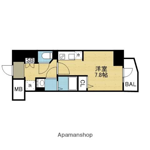 METROSA谷町六丁目サウス(ワンルーム/7階)の間取り写真