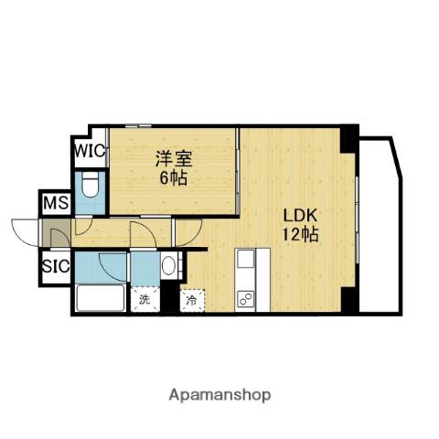 METROSA谷町六丁目サウス(1LDK/12階)の間取り写真