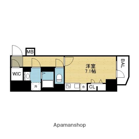 METROSA谷町六丁目サウス(ワンルーム/8階)の間取り写真