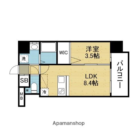 LUXE玉造南(1LDK/10階)の間取り写真