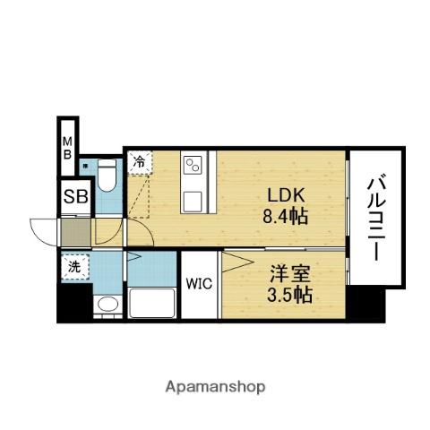 LUXE玉造南(1LDK/4階)の間取り写真