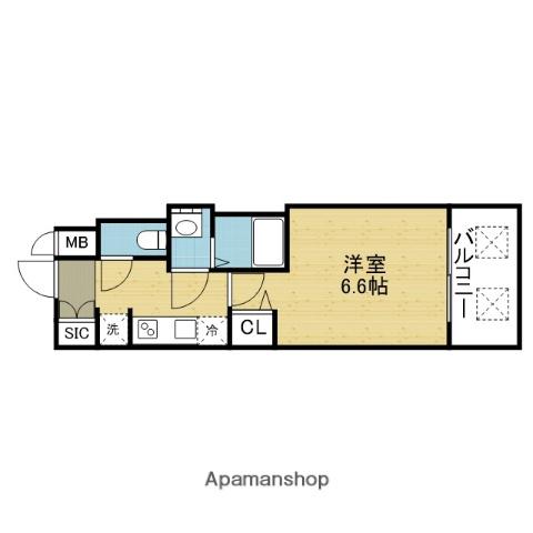 スワンズシティ大阪クレアスト(1K/4階)の間取り写真